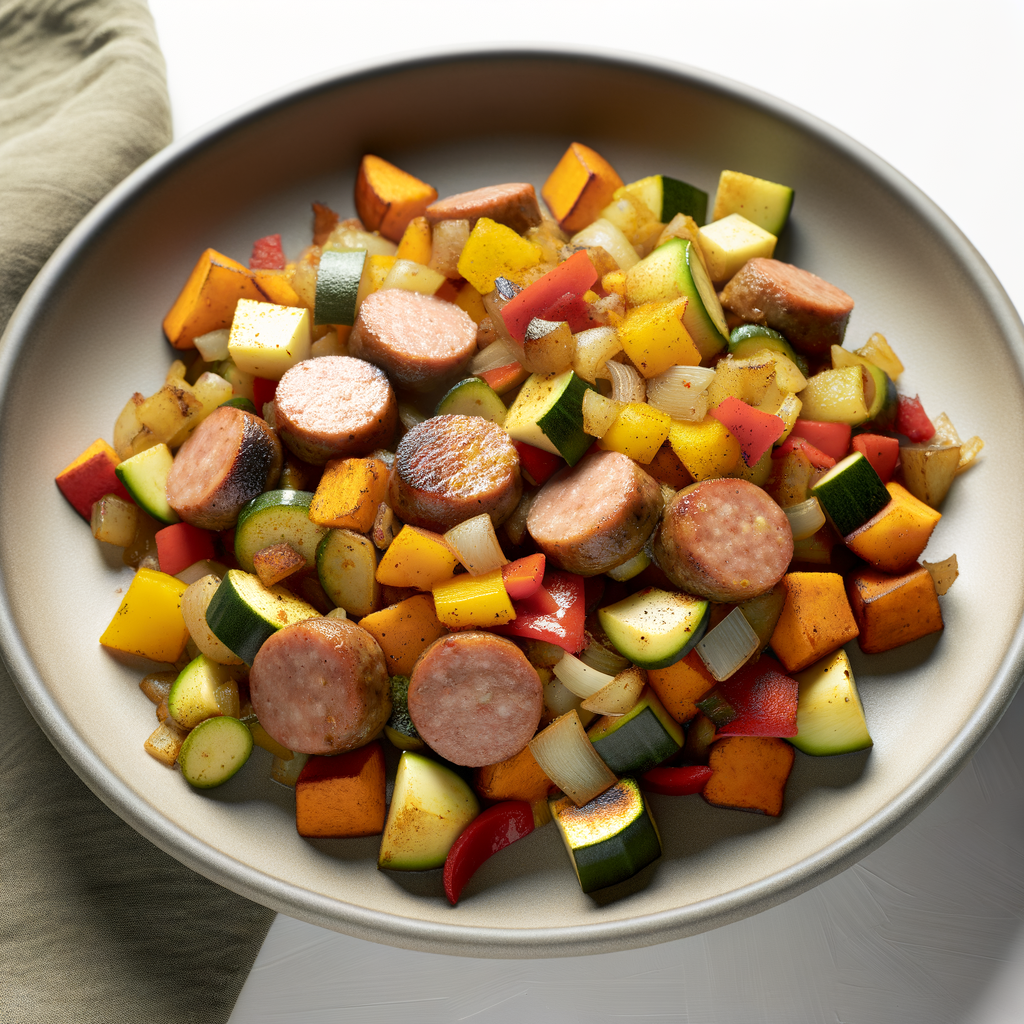 Loaded Veggie & Chicken Sausage Breakfast Hash