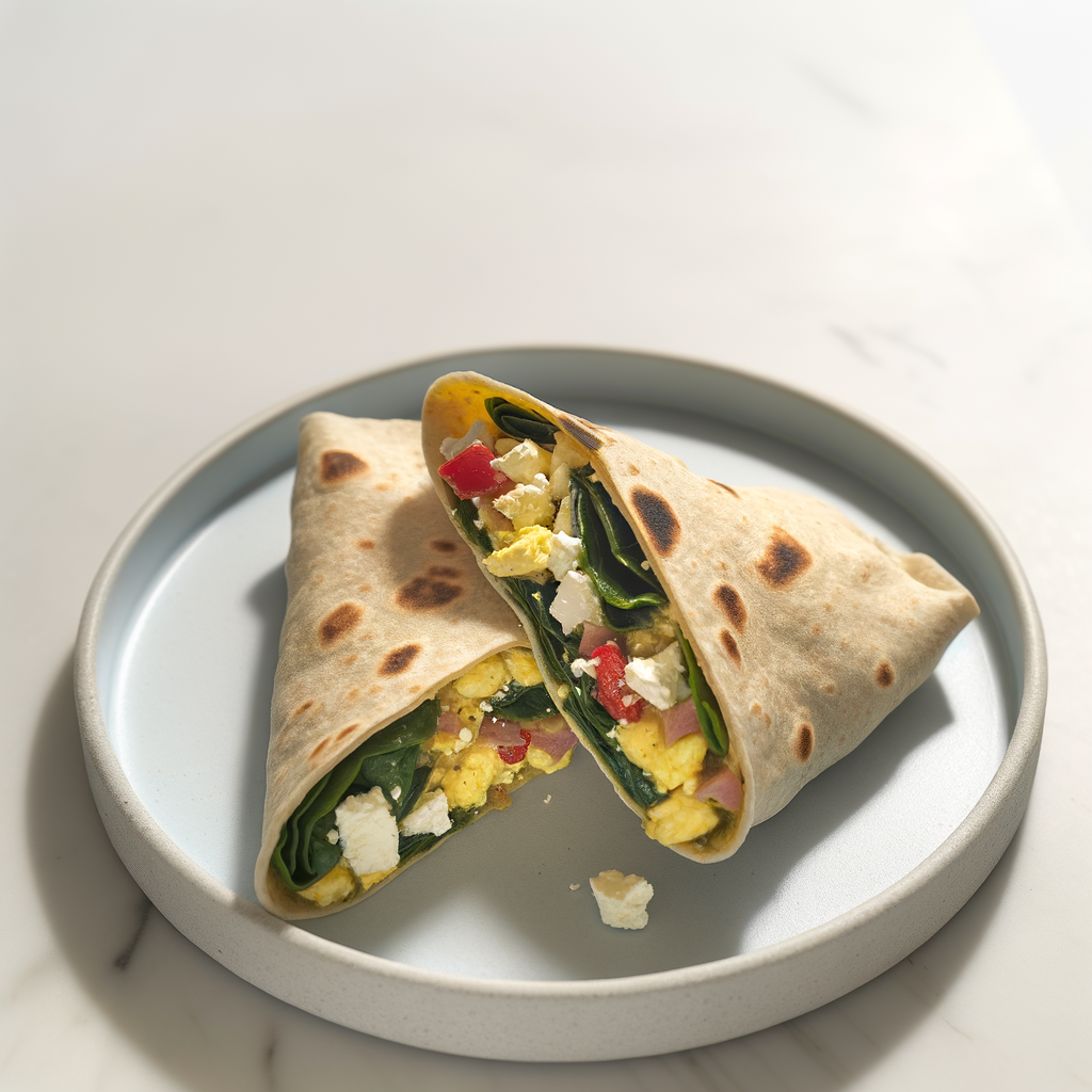 Greek-Style Air Fryer Veggie Breakfast Wraps