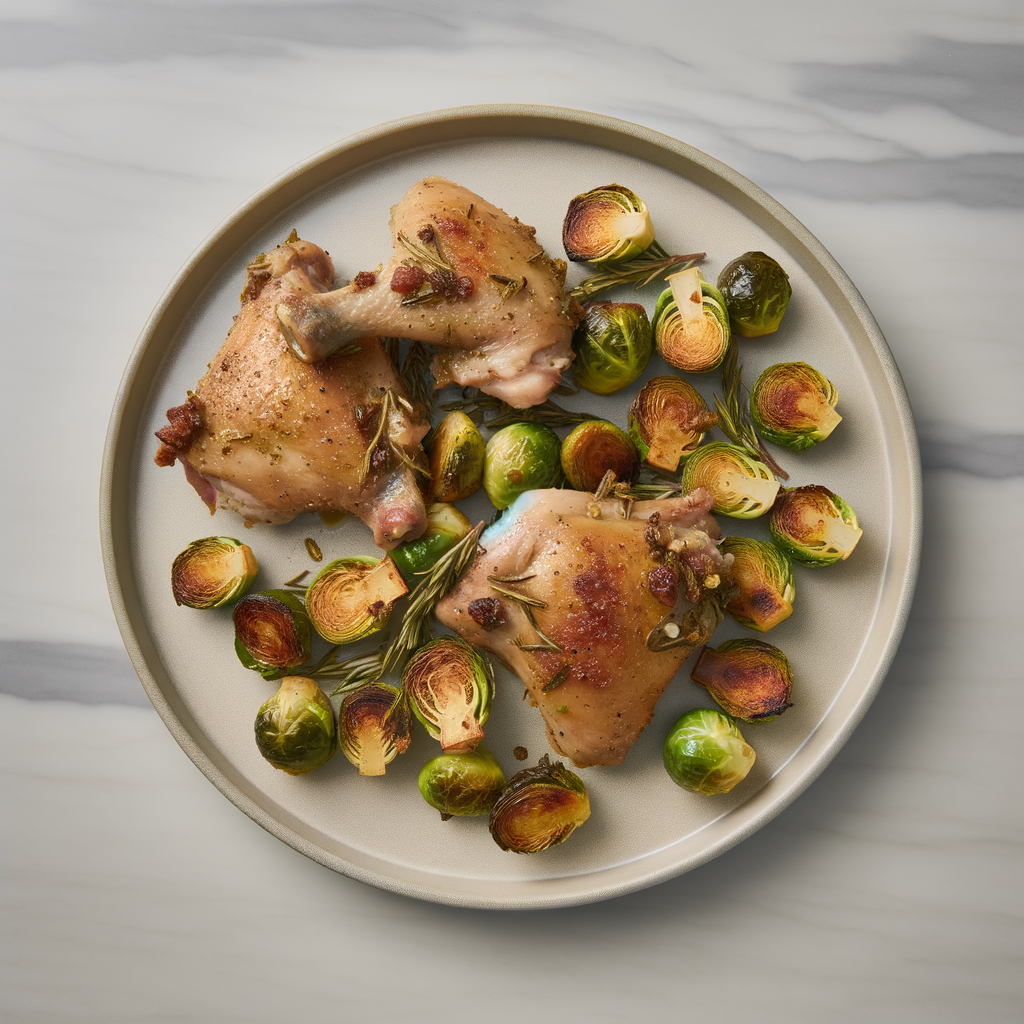 Herby Chicken Thighs & Roasted Brussels Sprouts