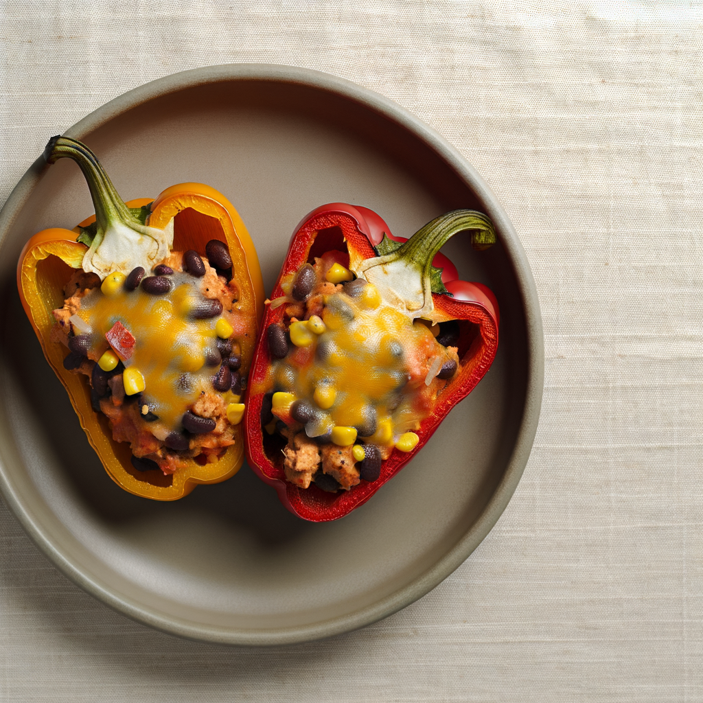 Southwest Black Bean & Chicken Stuffed Peppers