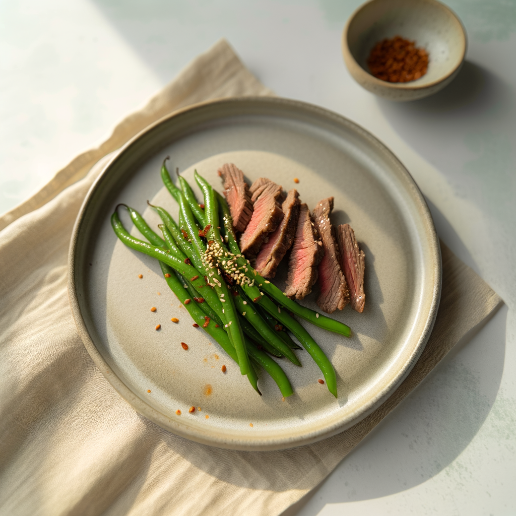 Asian Ginger Beef & Sesame Green Beans