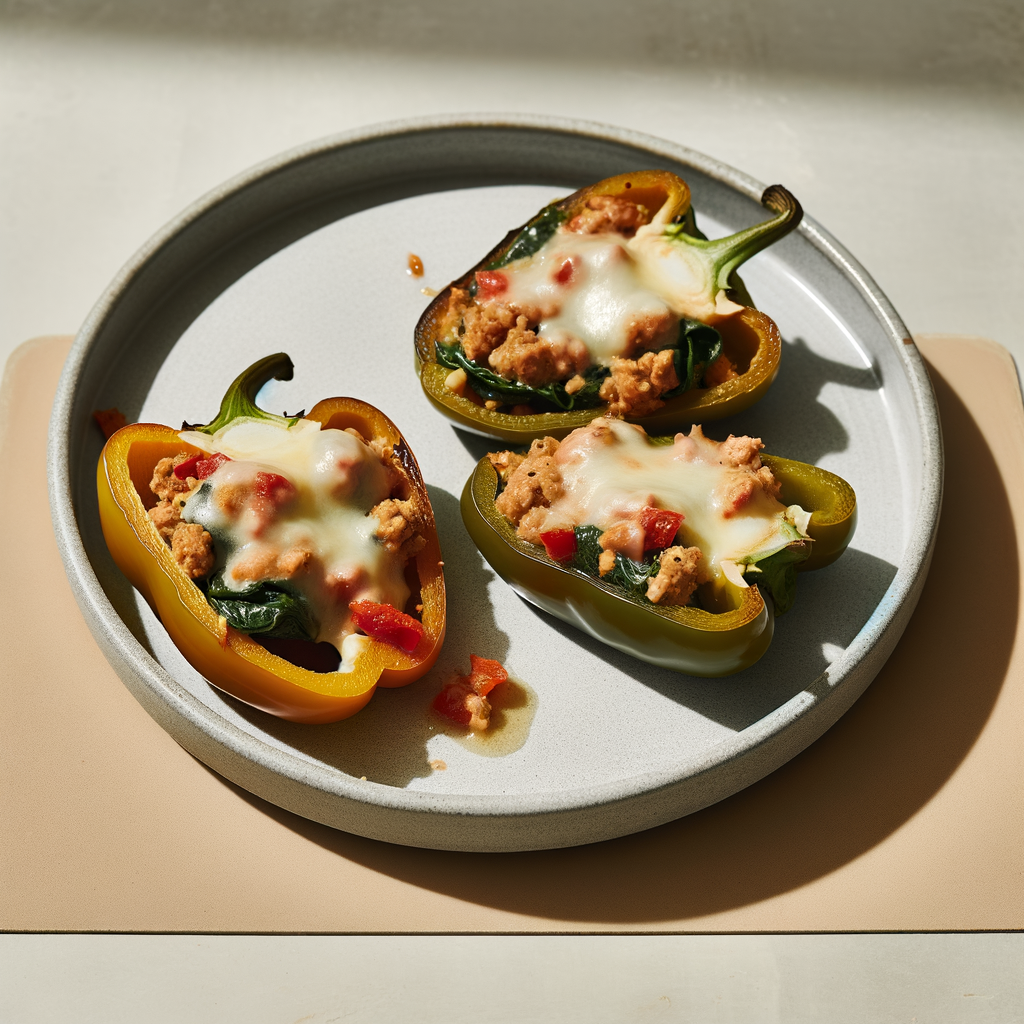 Cheesy Turkey & Spinach Stuffed Peppers