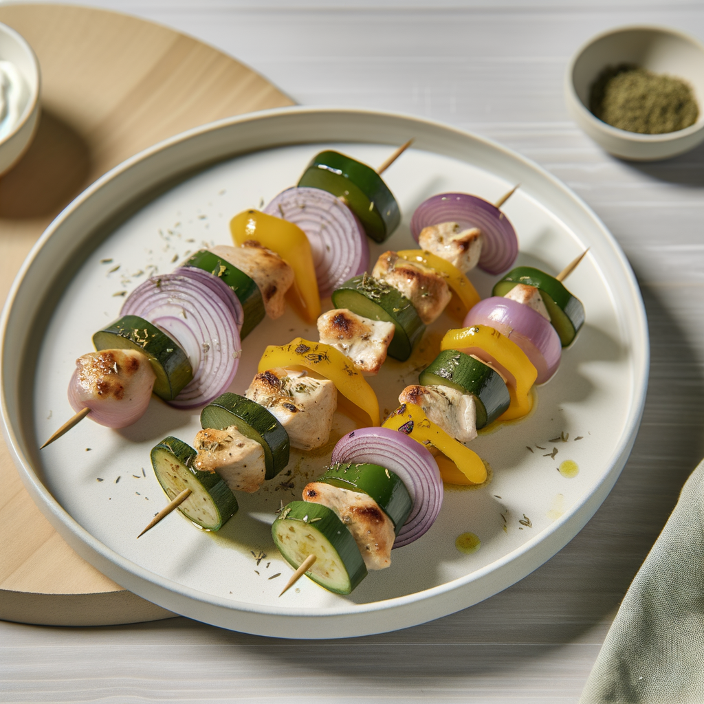 Greek-Inspired Air Fryer Chicken Souvlaki & Veg Skewers