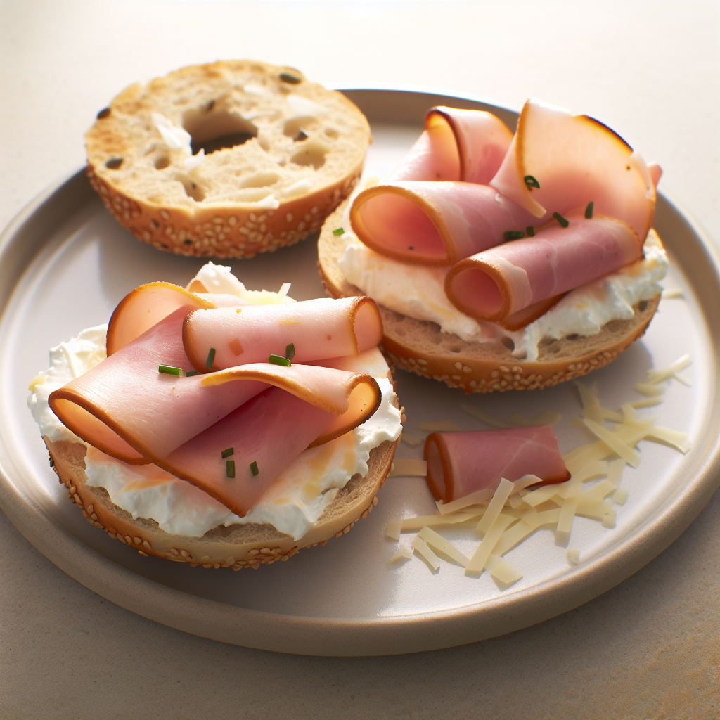 Crispy Ham & Cream Cheese Bagel Melts