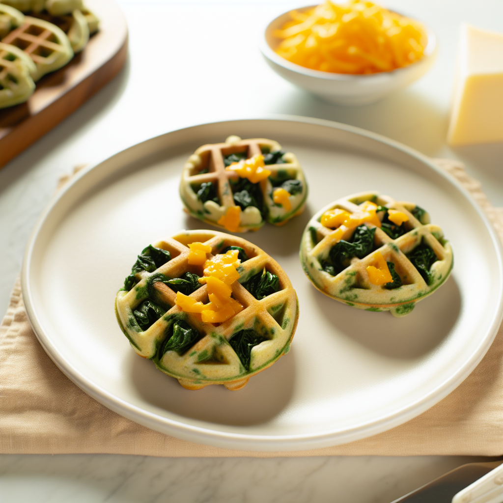 Mini Spinach & Cheese Breakfast Waffles