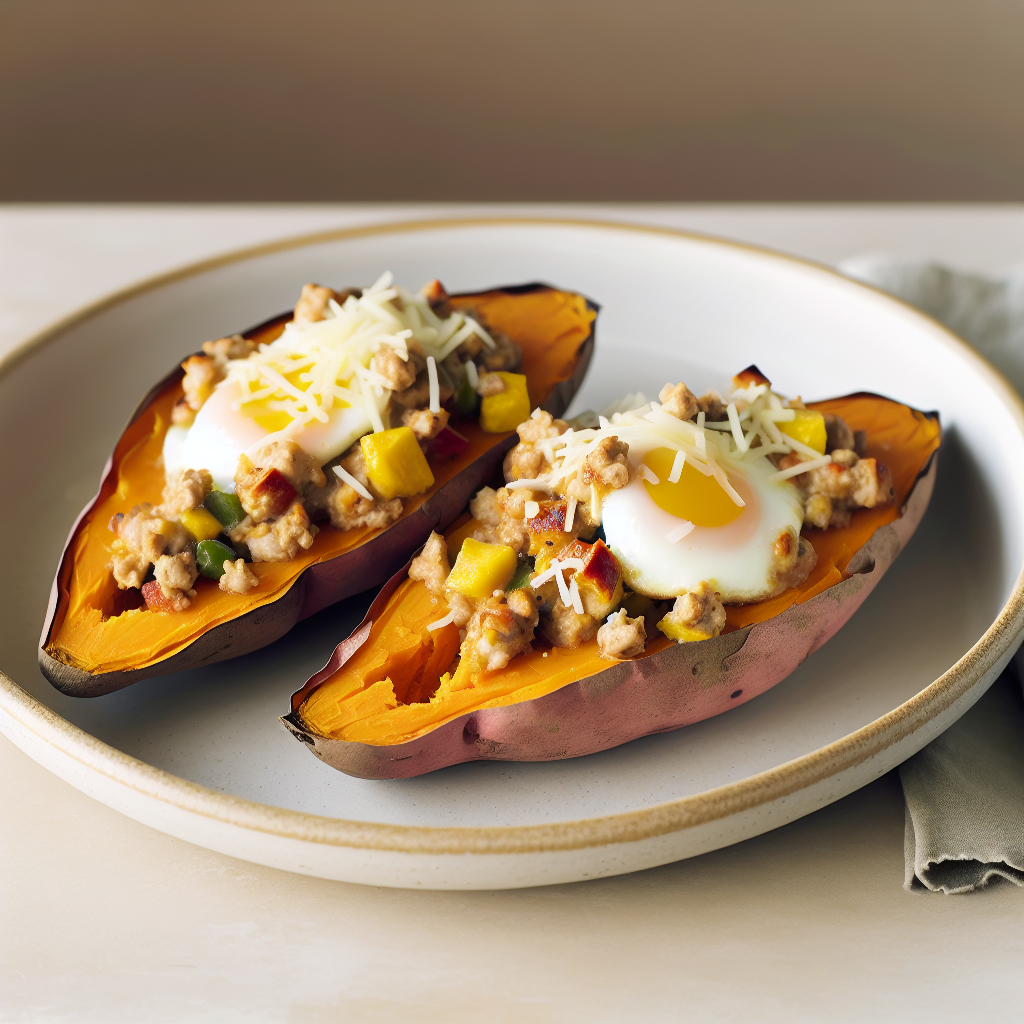 Sweet Potato Breakfast Hash Boats