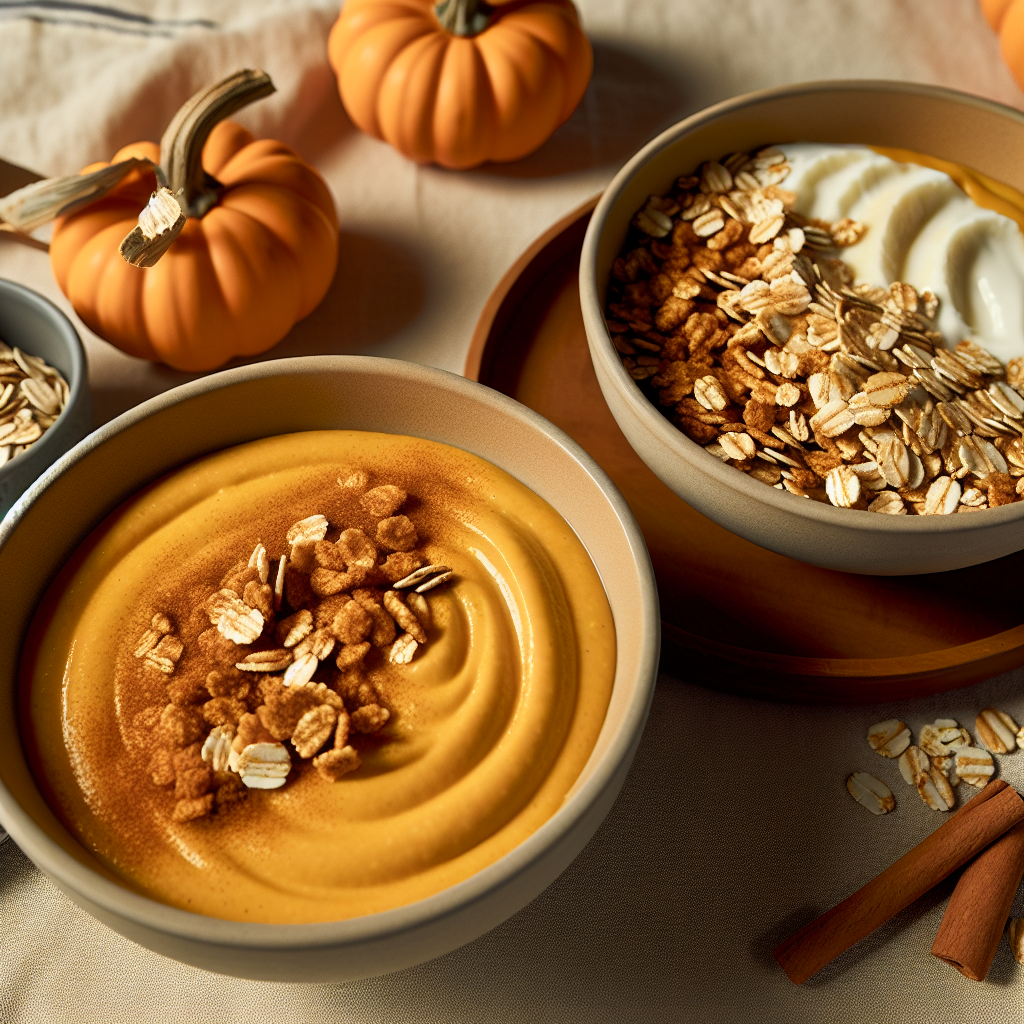 Pumpkin Pie Smoothie Bowls with Toasted Oat Crunch