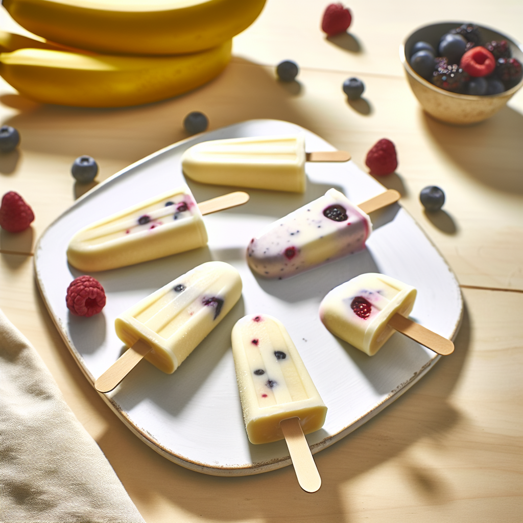 Creamy Banana Yogurt Berry Pops