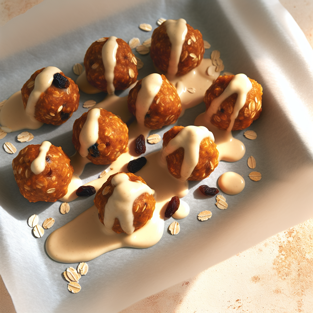 Carrot Cake Protein Balls with Cream Cheese Drizzle