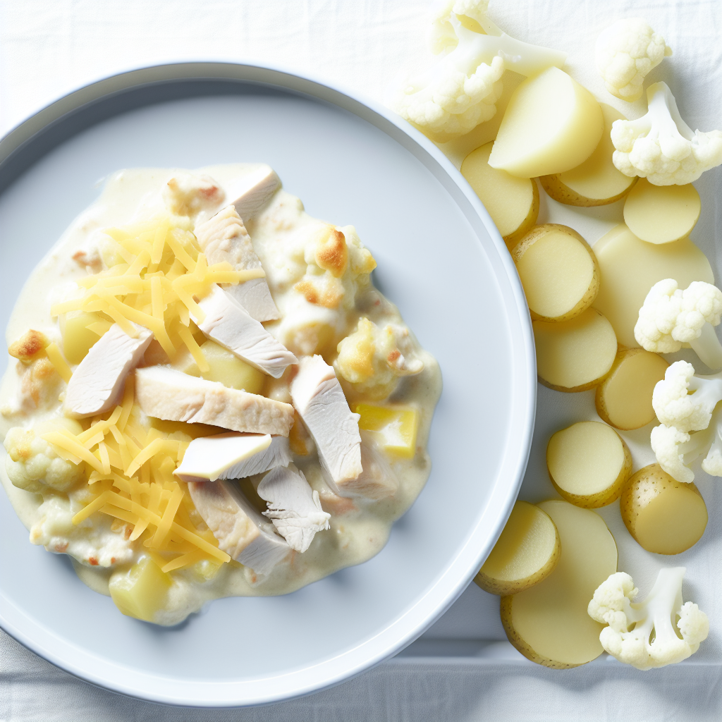 Creamy Cauliflower & Potato Chicken Bake