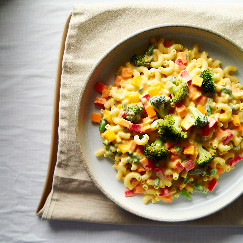 Rainbow Veggie Mac and Cheese Skillet