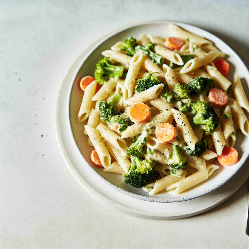 Creamy Broccoli & Carrot Alfredo Pasta