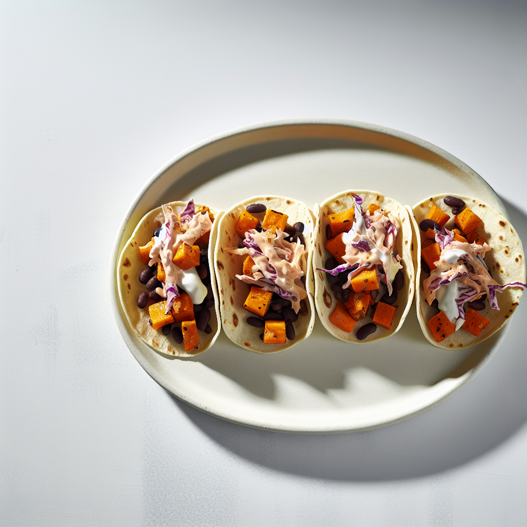 Sweet Potato & Black Bean Tacos with Kid-Friendly Slaw