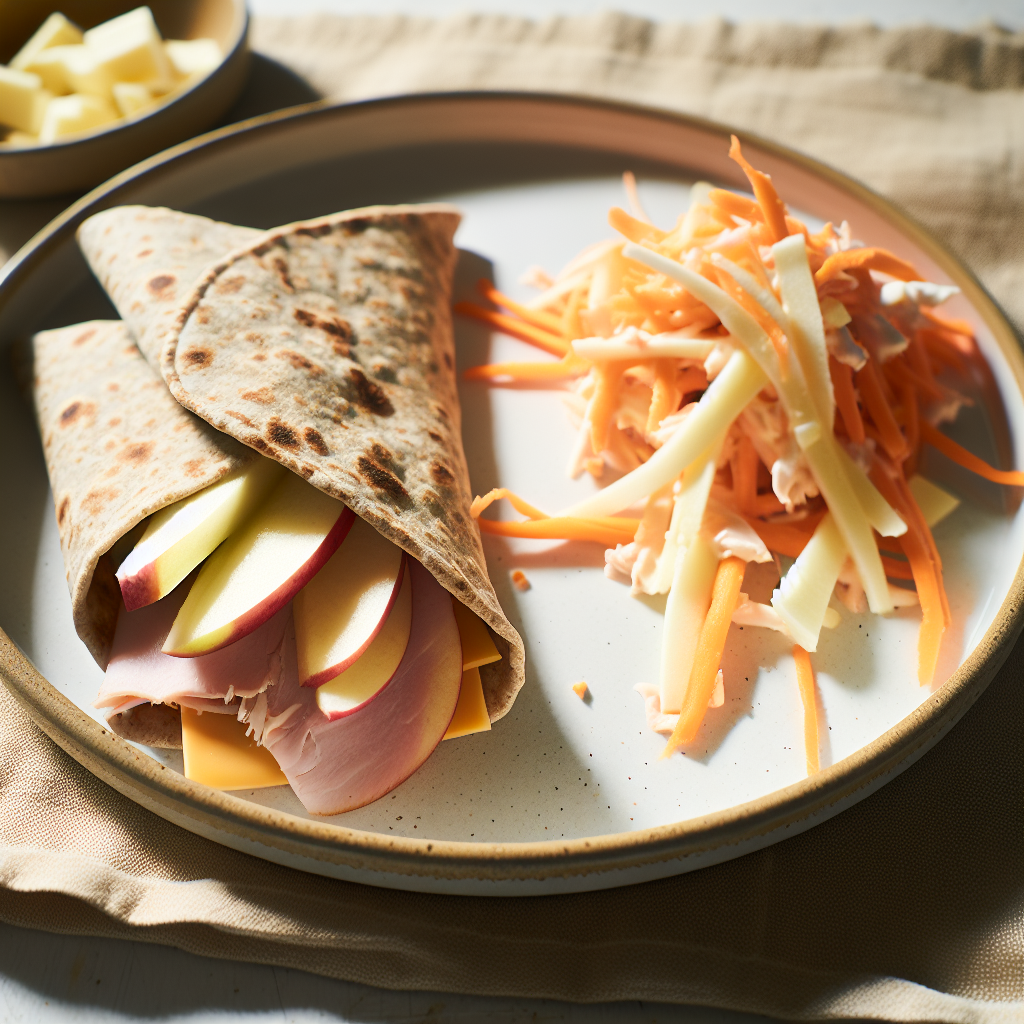 Apple Cheddar Turkey Wraps with Crunchy Carrot Slaw