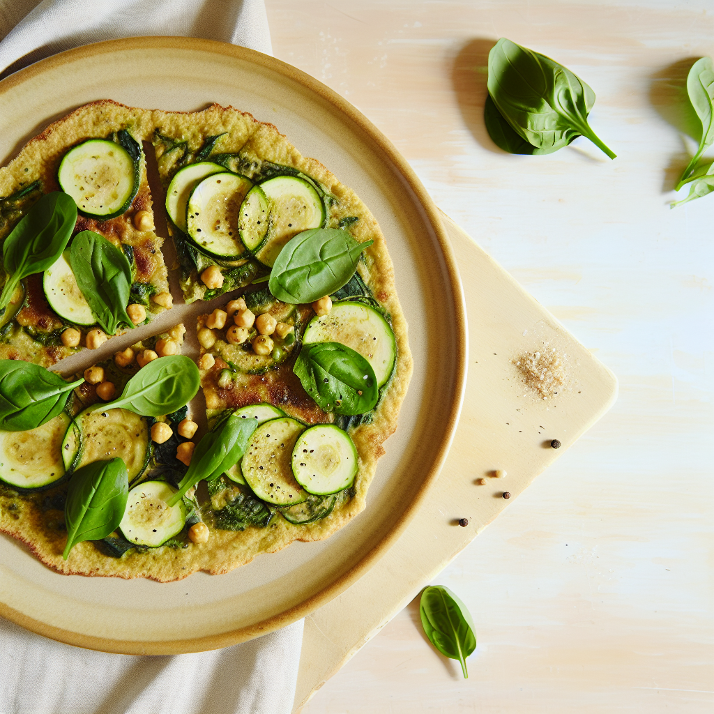 Green Veggie Socca Breakfast Pizza