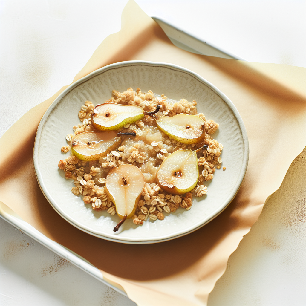 Maple Vanilla Pear Crisp with Quinoa Oat Topping
