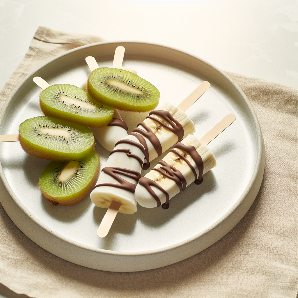 Frozen Kiwi Banana Pops with Allergy-Safe Chocolate Drizzle