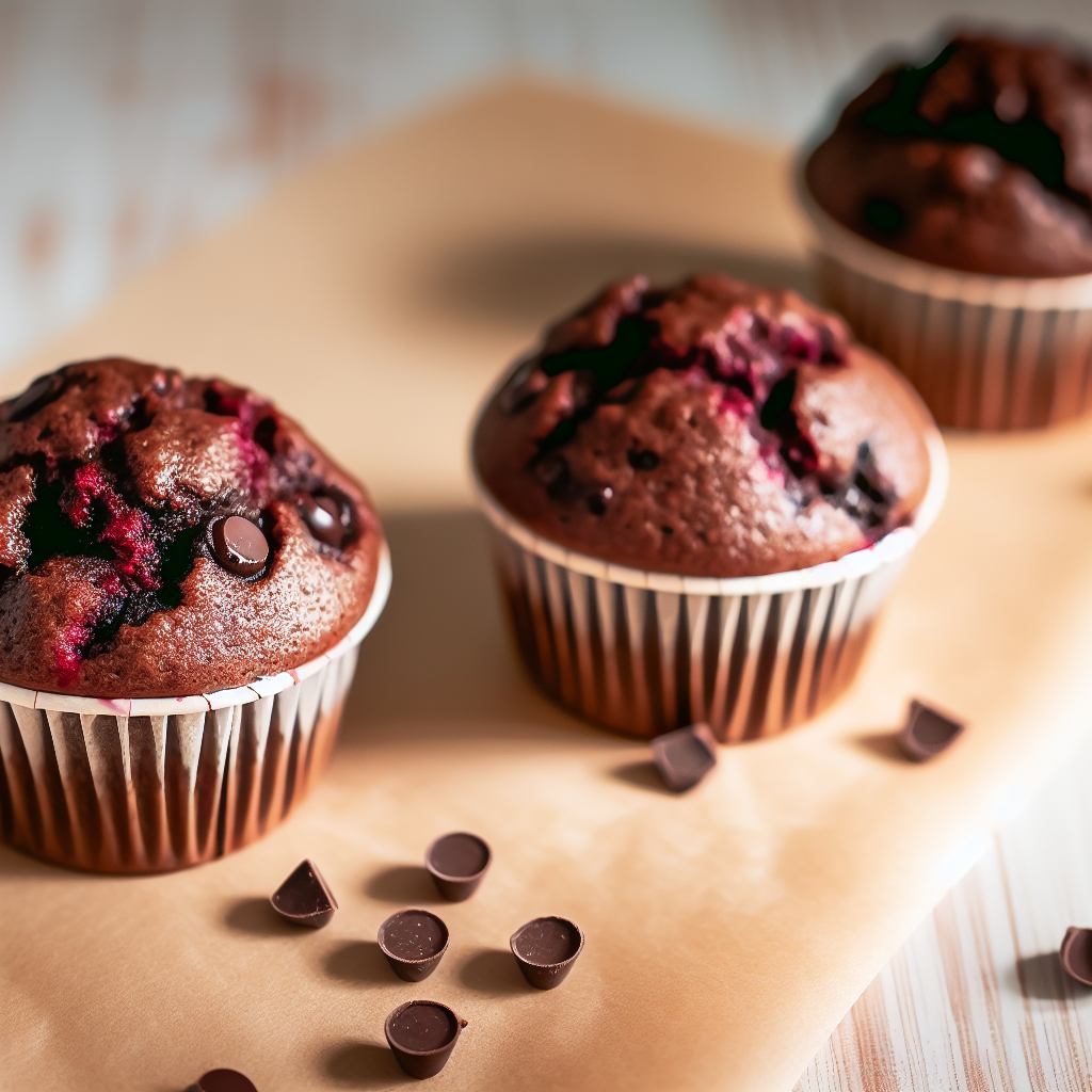 Double Chocolate Sorghum Muffins with Berry Swirl