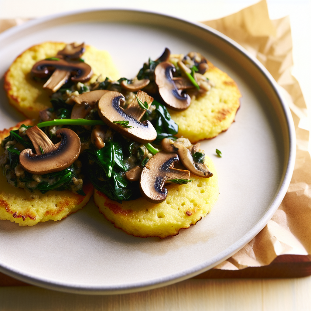 Crispy Polenta Cakes with Mushroom & Spinach Ragout