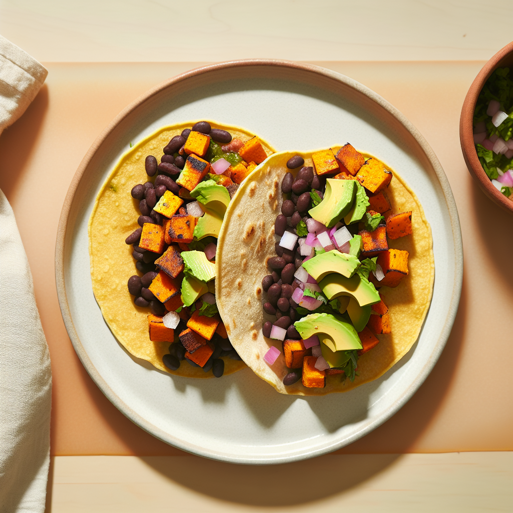 Sweet Potato & Black Bean Tacos with Avocado Salsa