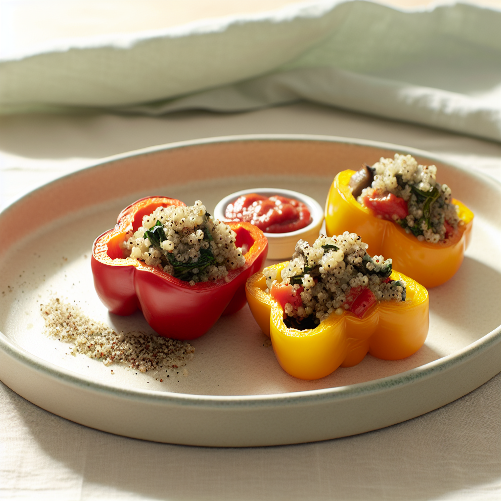 Herbed Quinoa-Stuffed Bell Peppers with Tomato Sauce