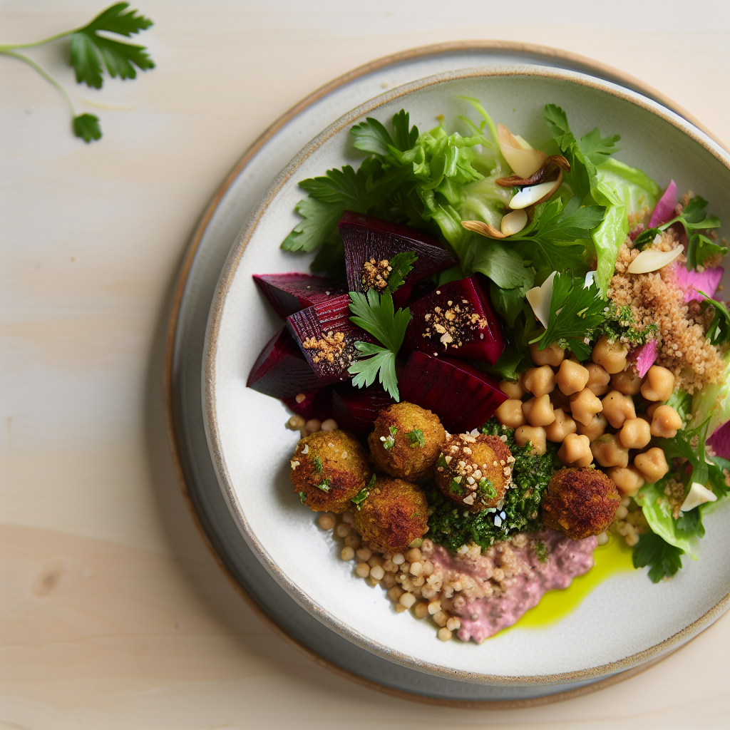 Roasted Beet & Chickpea Falafel Bowls with Tahini-Free Sauce