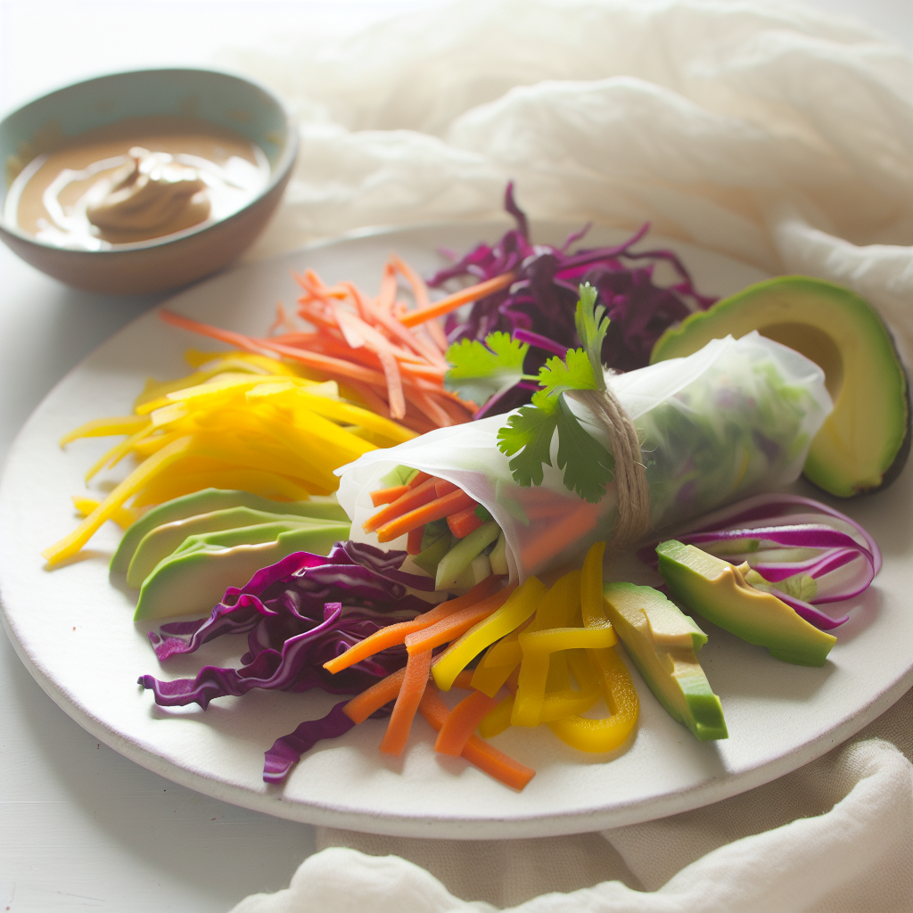 Rainbow Veggie Rice Paper Wraps with Sunbutter Dipping Sauce