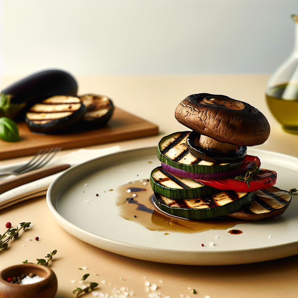 Grilled Portobello Mushroom & Balsamic Veggie Stack