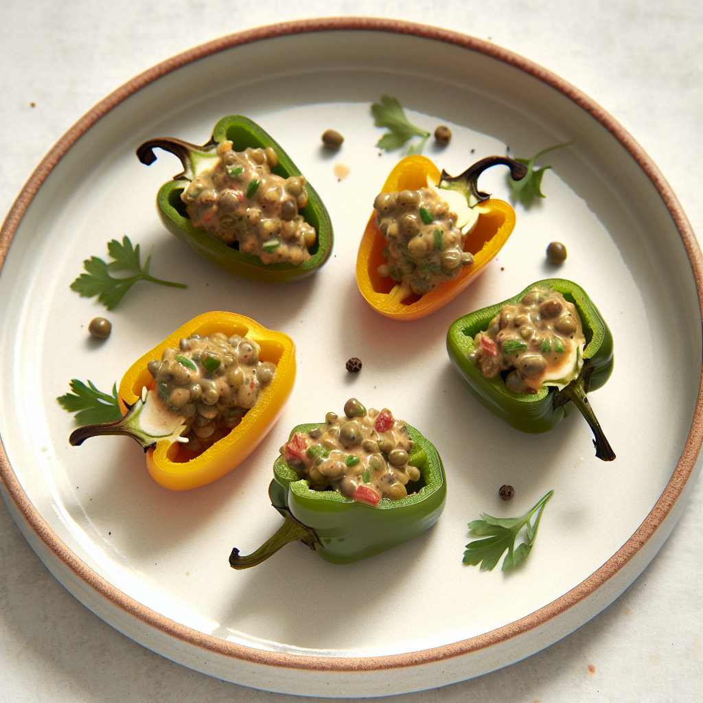 Maple-Dijon Lentil Salad Stuffed Sweet Peppers