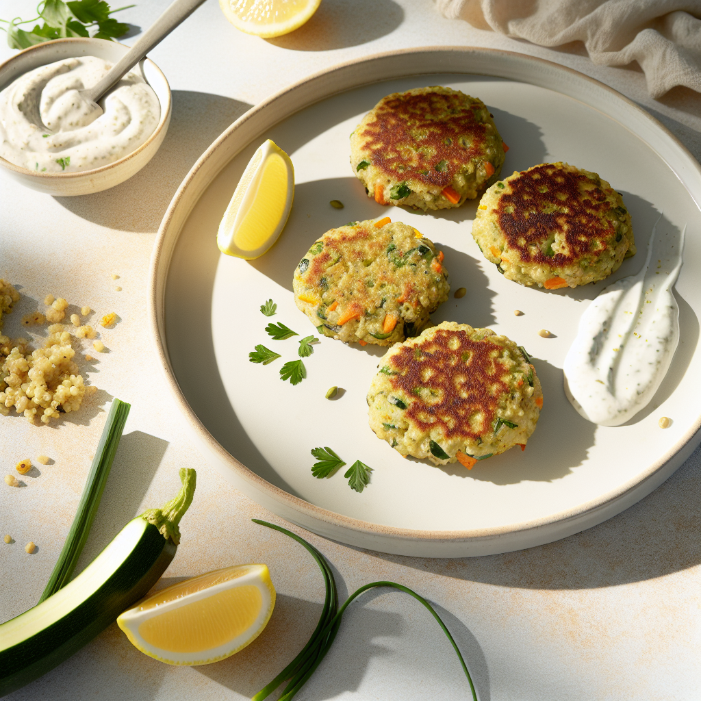 Herby Millet & Veggie Patties with Lemon Tahini Yogurt (Dairy-Free)