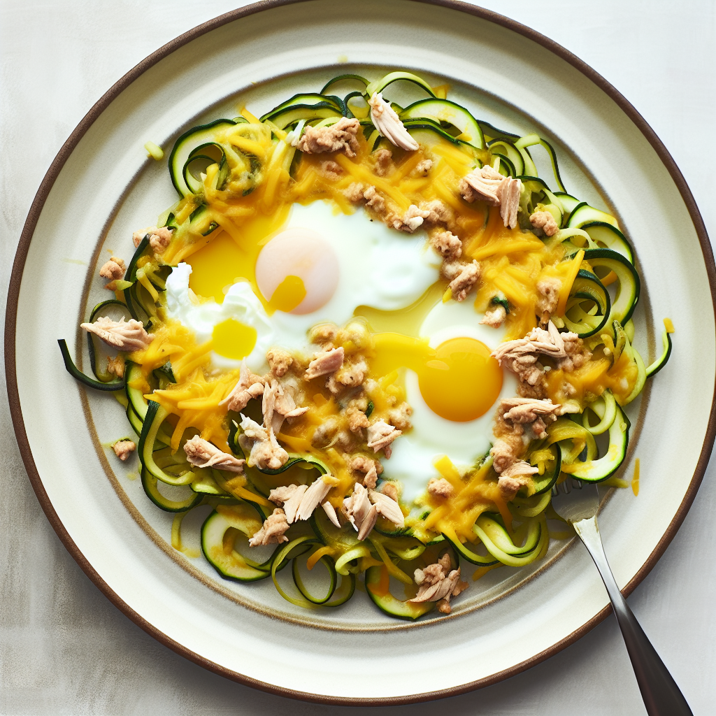 Cheesy Egg & Turkey Zucchini Skillet