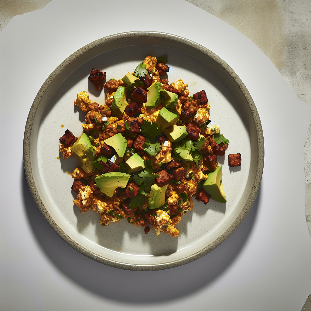 Spicy Chorizo & Avocado Protein Scramble