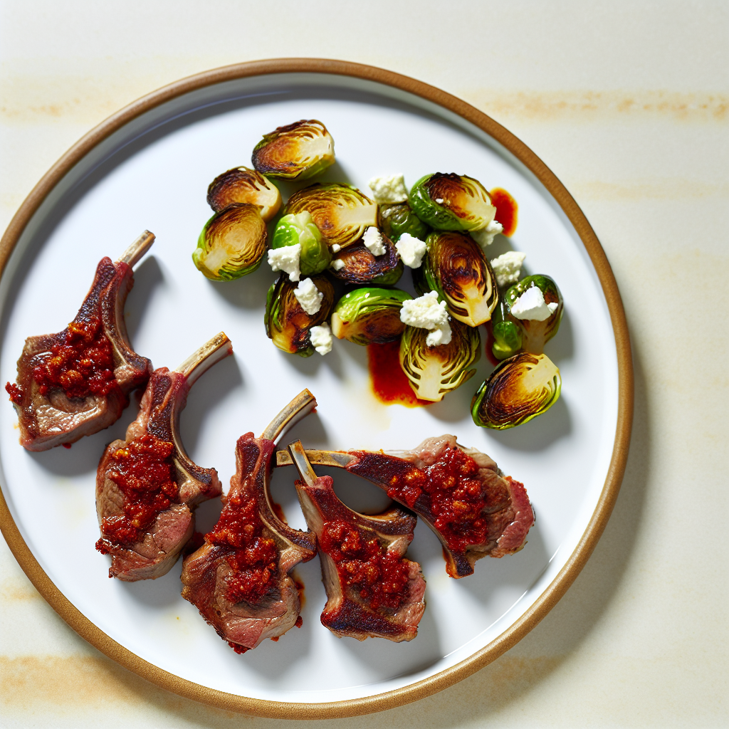 Harissa Lamb Chops with Roasted Brussels & Feta