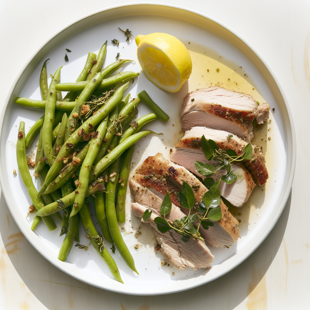 Greek Yogurt Marinated Pork Tenderloin & Lemon Green Beans