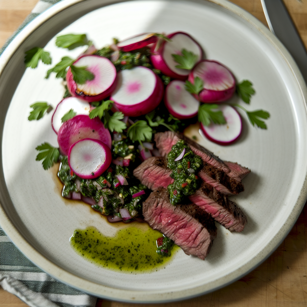 Steak & Roasted Radish Chimichurri Plate