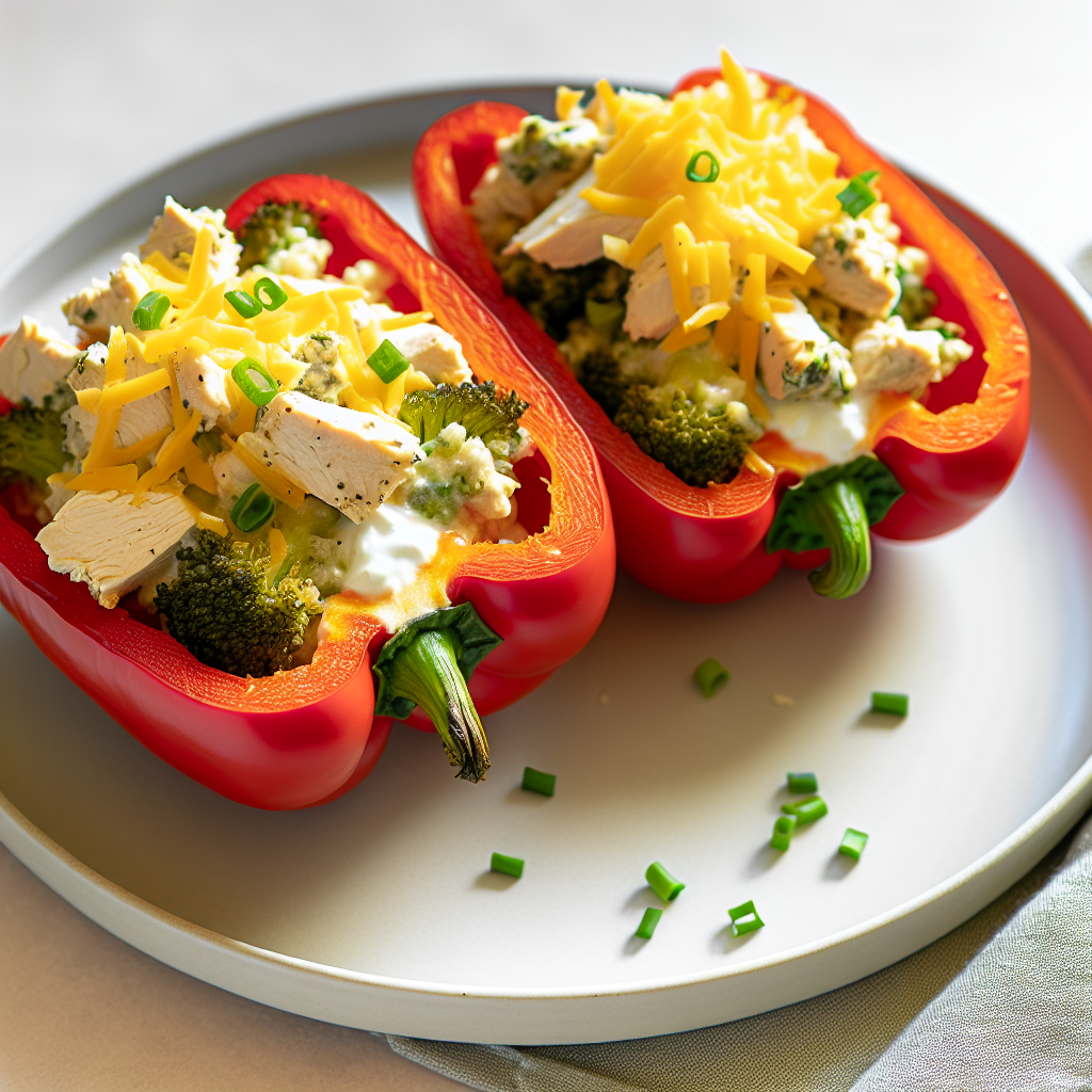 Chicken & Broccoli Cheddar Stuffed Bell Peppers