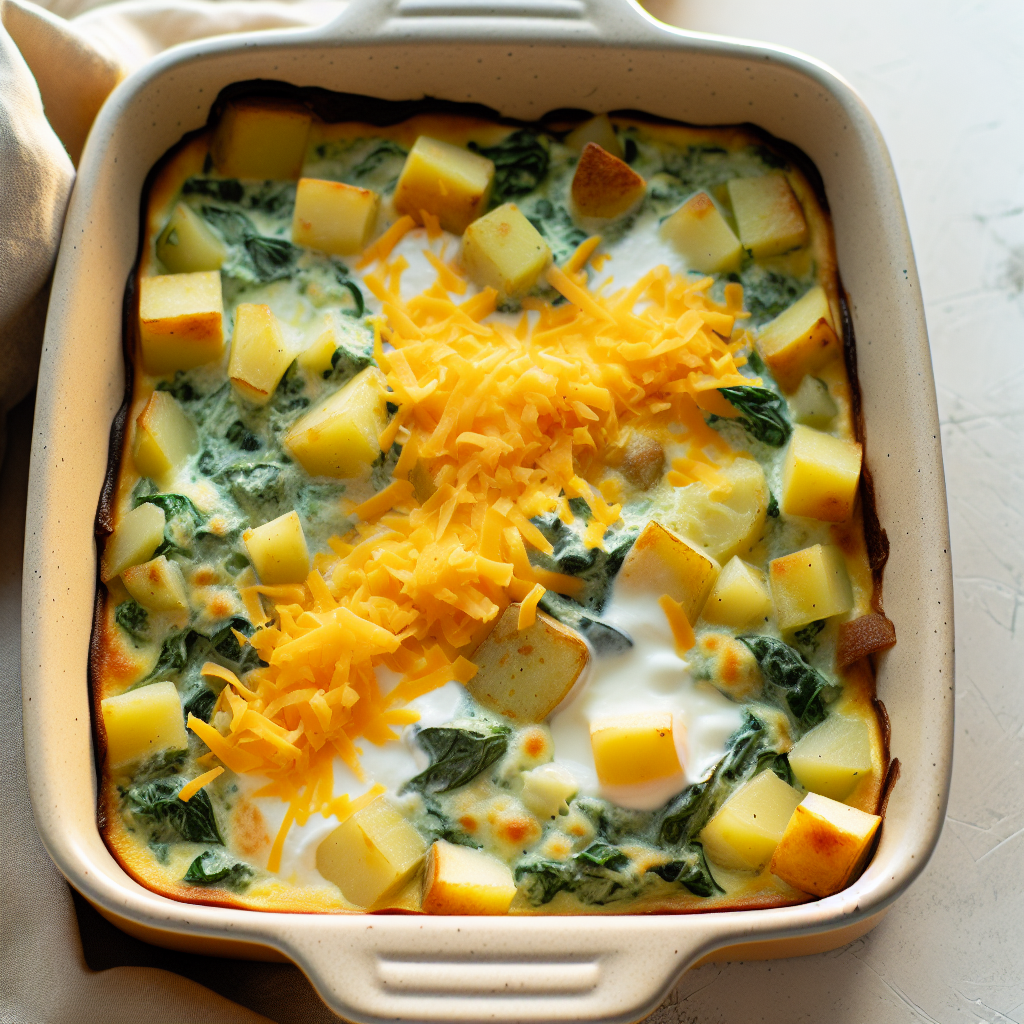 Cheesy Spinach & Potato Breakfast Casserole