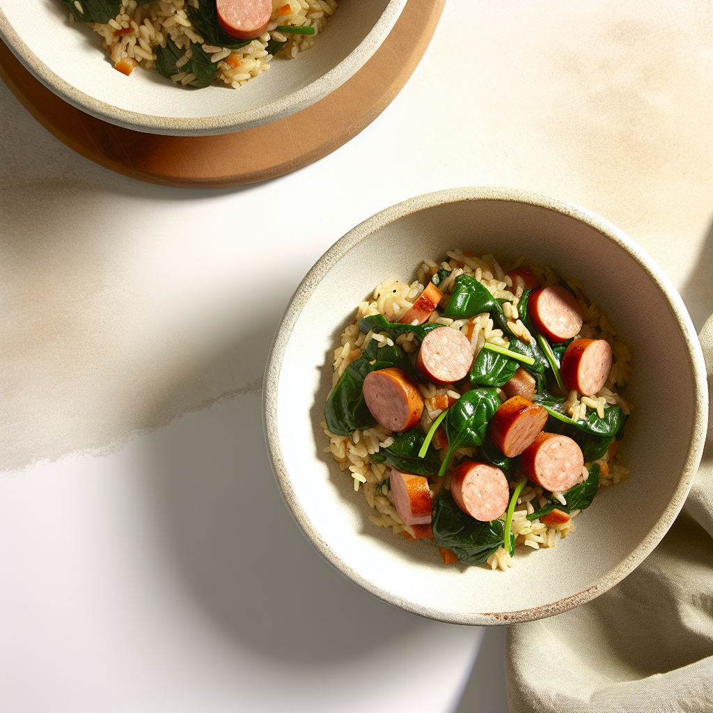 Savory Sausage & Spinach Brown Rice Bake