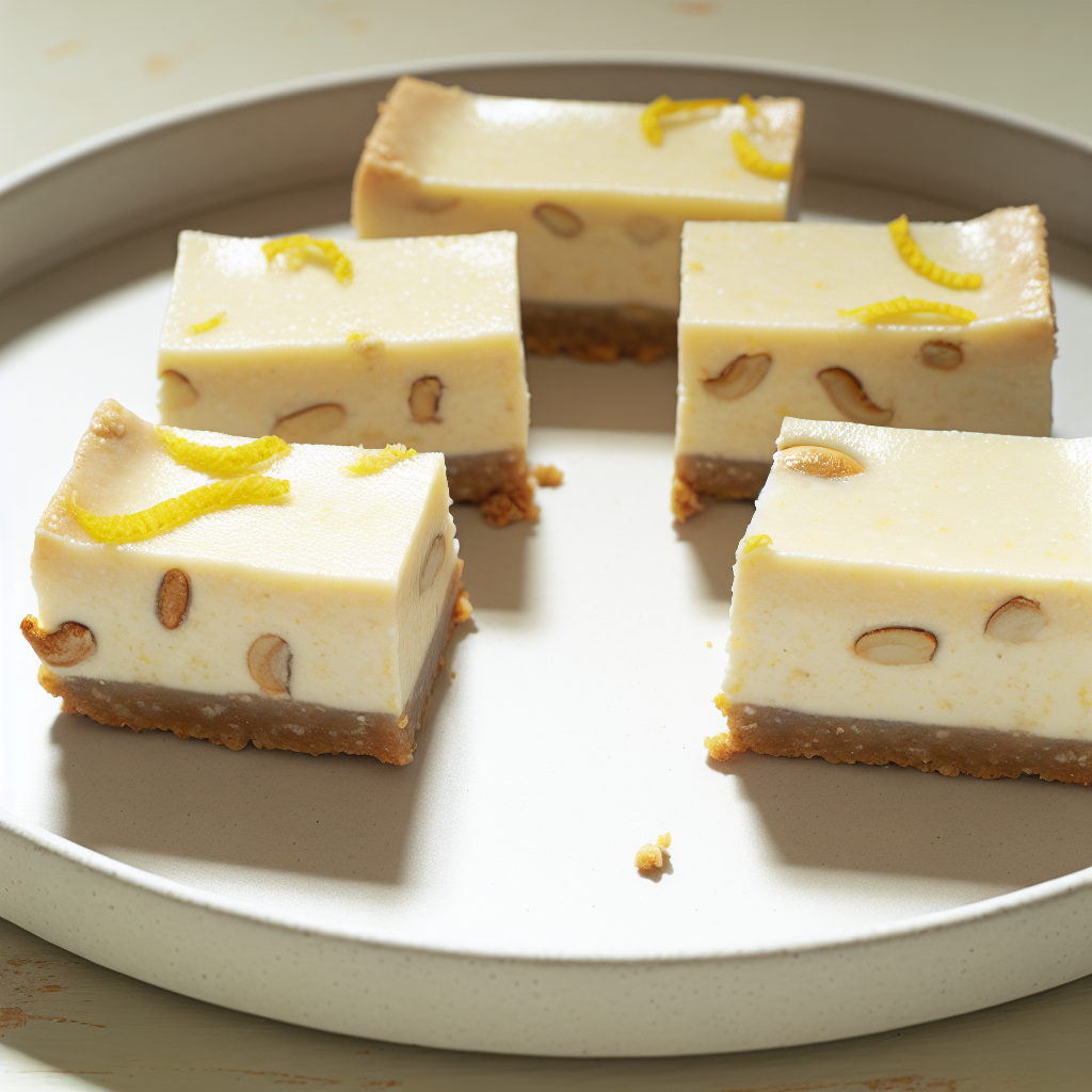 Cashew Lemon Cheesecake Bars (No Bake)