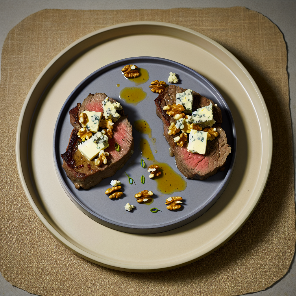 Seared Ribeye Steak with Blue Cheese Walnut Butter