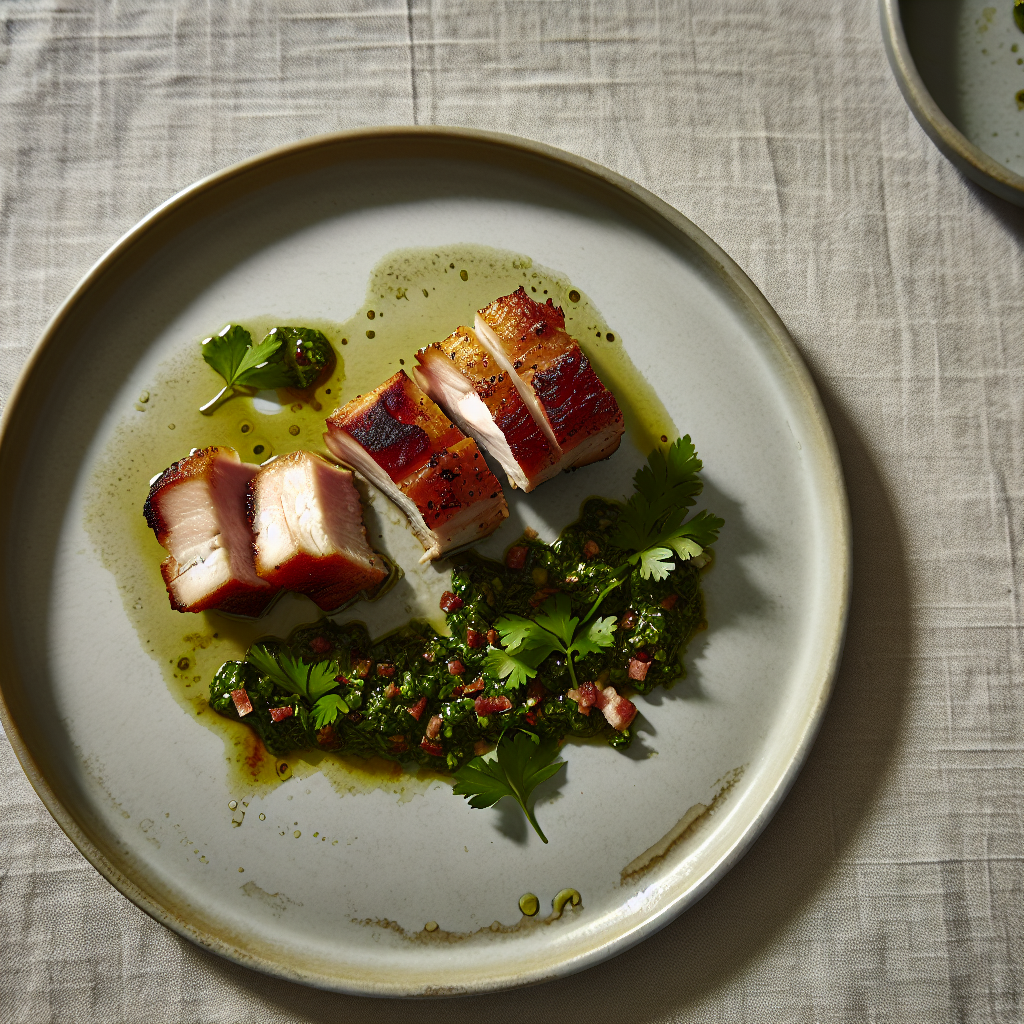 Roasted Keto Pork Belly with Herbed Chimichurri