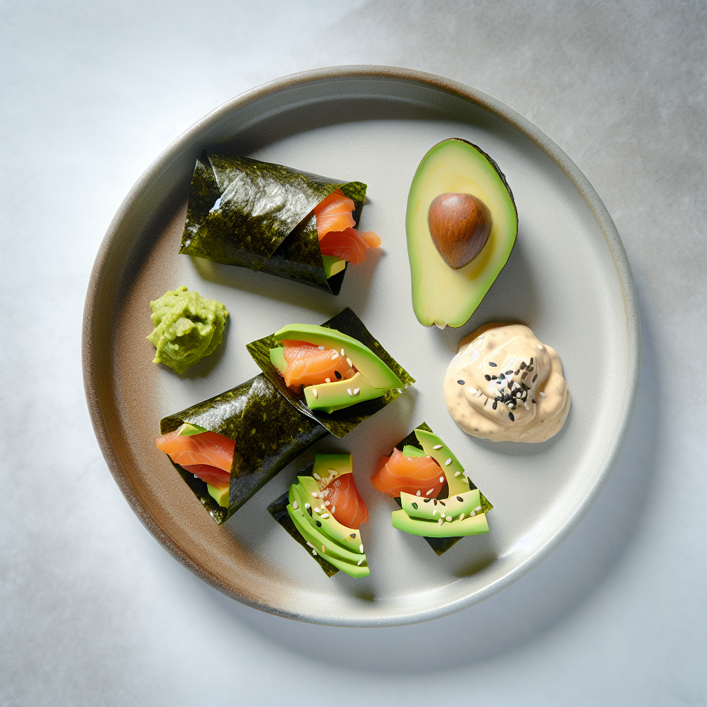 Smoked Salmon & Avocado Nori Wraps with Wasabi Mayo
