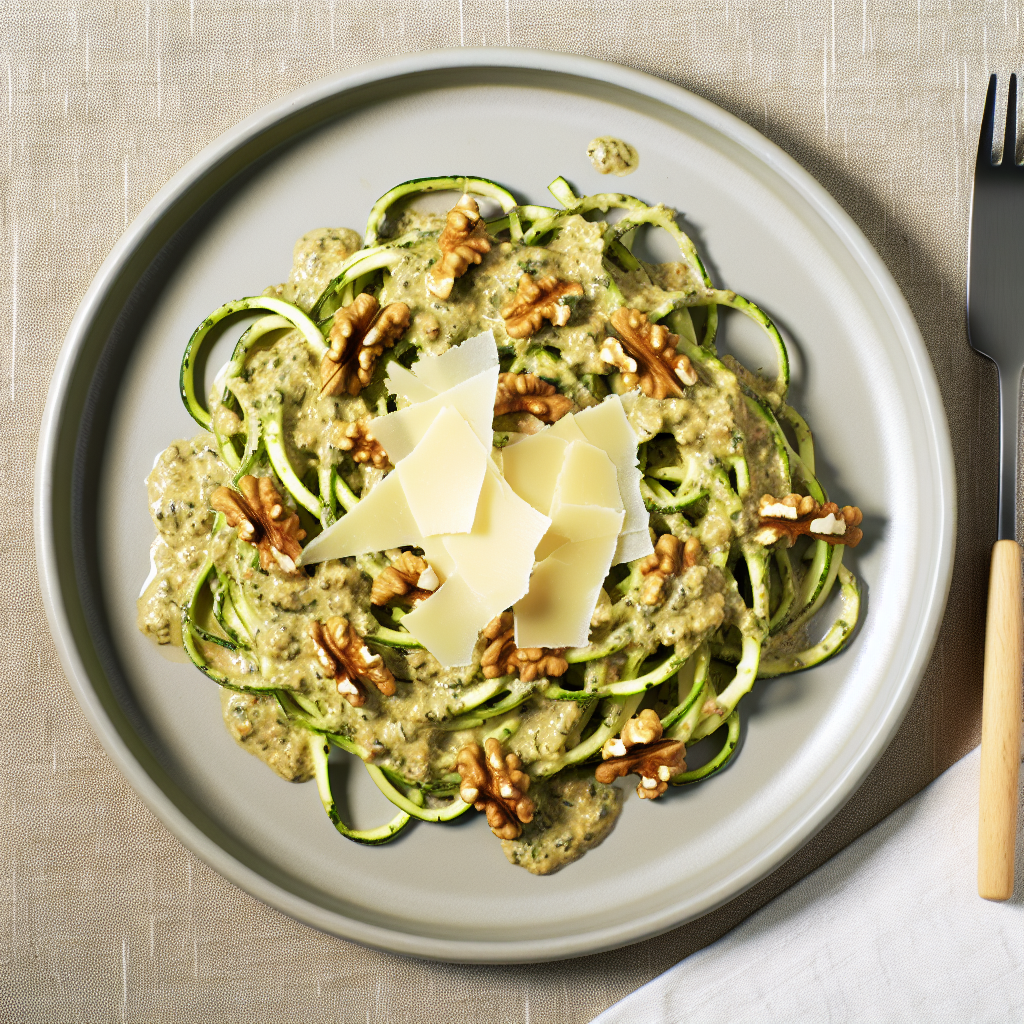 Creamy Walnut-Pesto Zoodles with Shaved Pecorino