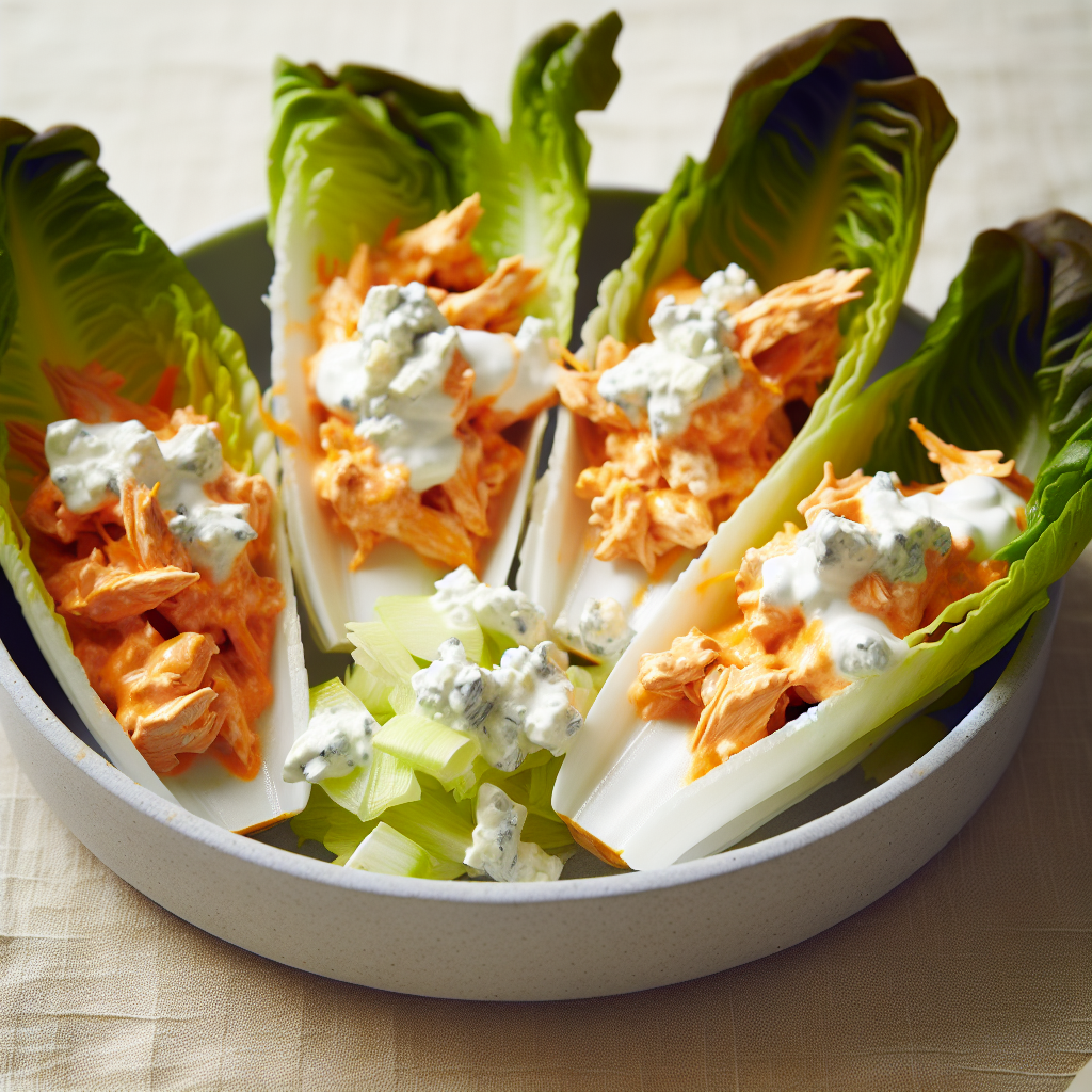 Buffalo Chicken Salad Boats with Blue Cheese Dressing