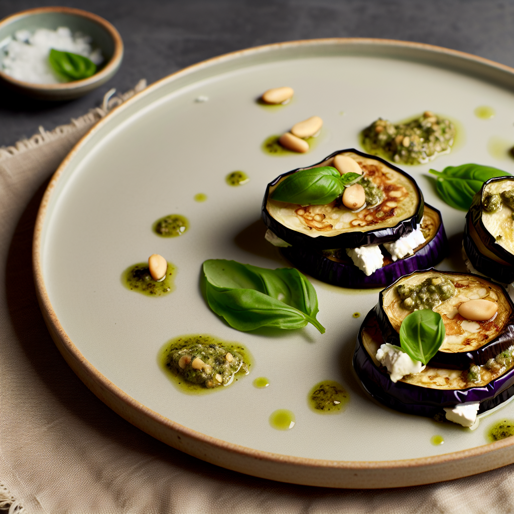 Eggplant & Goat Cheese Stacks with Basil Oil