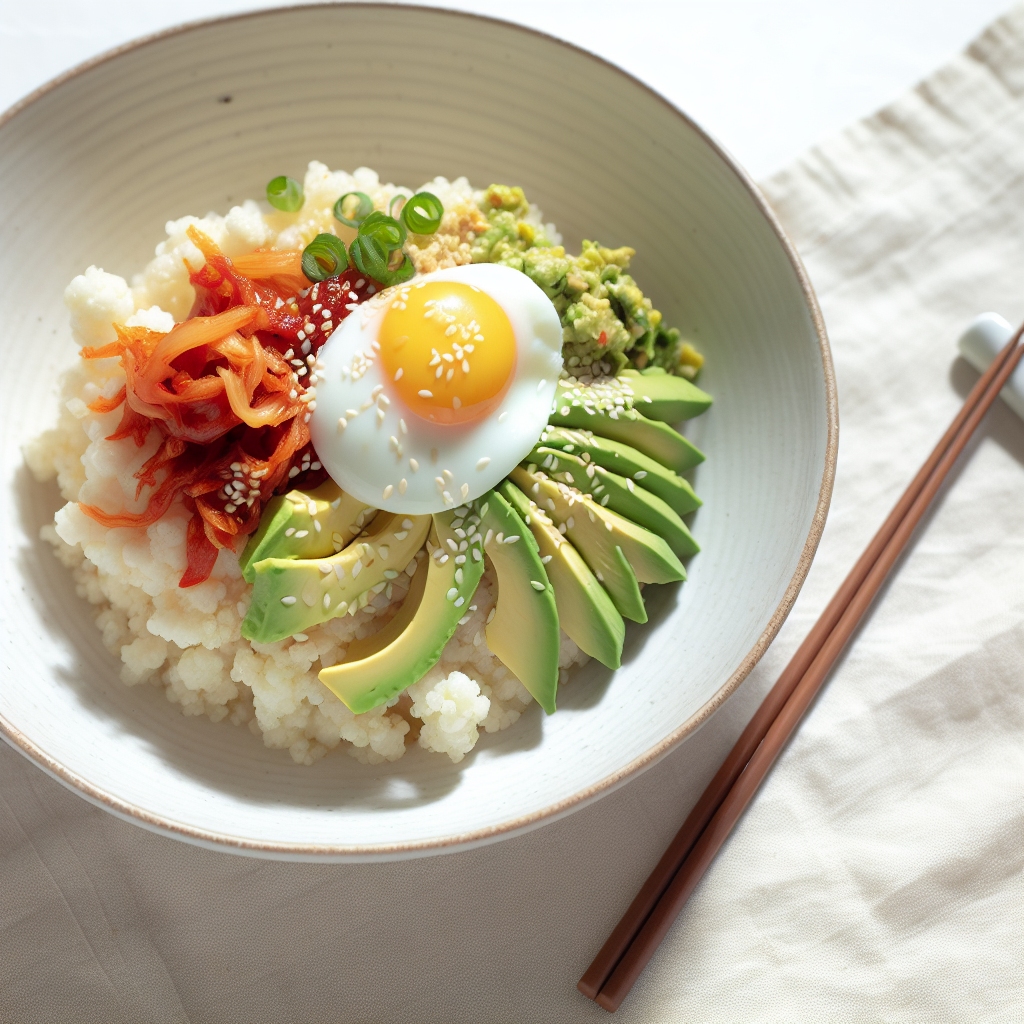 Kimchi & Avocado Cauliflower Rice Bowl