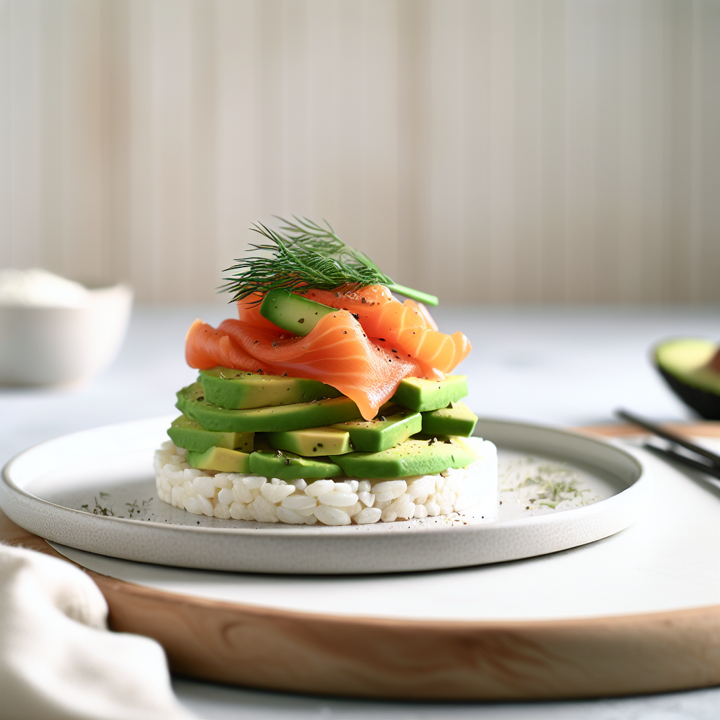 Avocado & Smoked Salmon Rice Cake Stack
