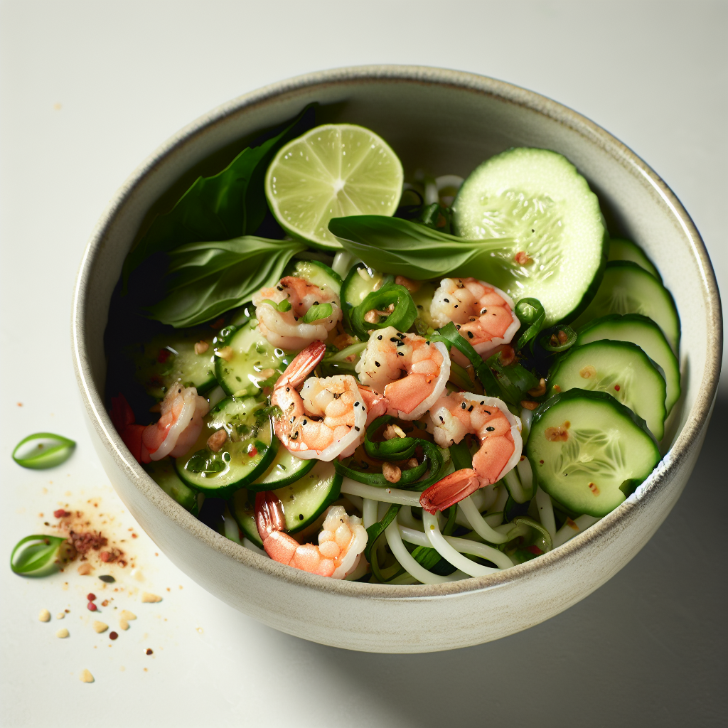 Thai Basil Shrimp & Cucumber Noodle Bowl