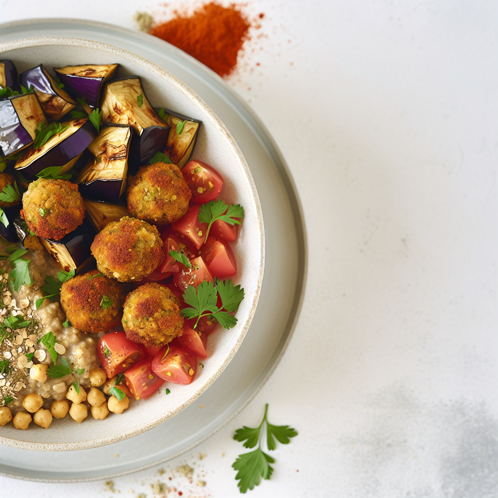Roasted Eggplant & Chickpea Falafel Bowl