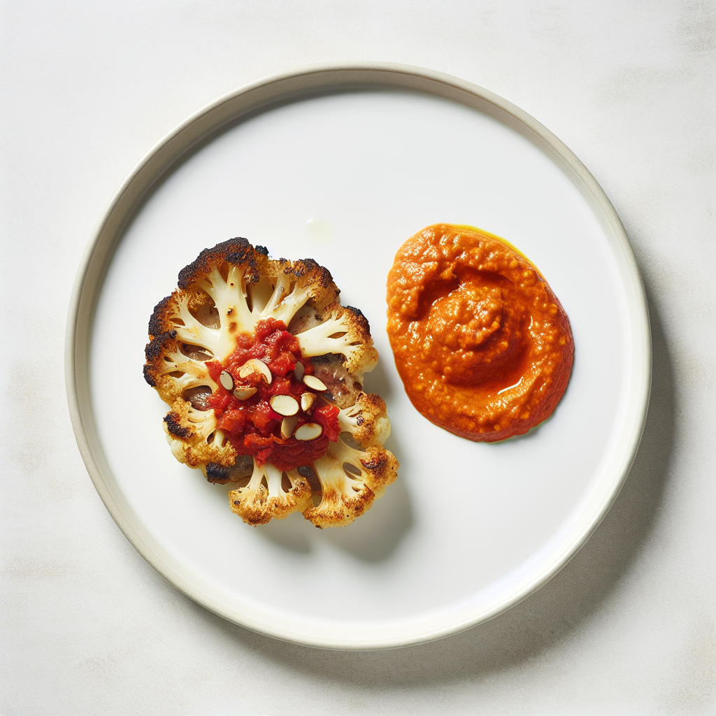 Roasted Cauliflower Steak with Smoky Romesco Sauce